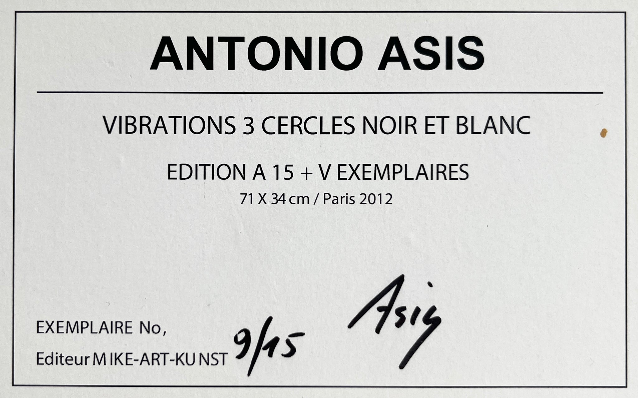 Antonio Asis - Vibration 3 cercles Noir et Blanc